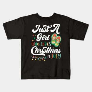 Just A Girl Who Loves Christmas In Jully Summer Beach Women Kids T-Shirt